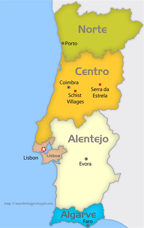 Carte Du Portugal Avec Les Régions Poster Colorful Carte Du Portugal