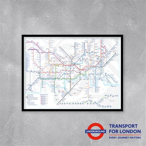 London Underground Tube Map Poster Print Wall Art High Etsy