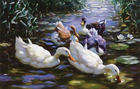 Five Ducks Painting Alexander Koester Oil Paintings