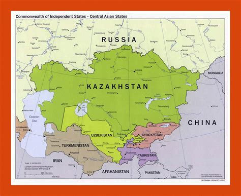 Political Map Of Central Asian States 2002 Maps Of Central Asia