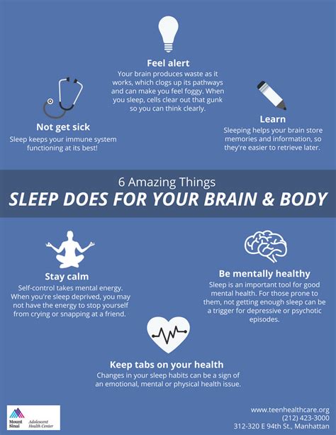 Infographic Amazing Things Sleep Does For Your Brain Body Mount Sinai Adolescent Health