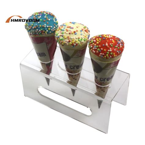 HMROVOOM Holes Ice Cream Cone Holder Acrylic Ice Cream Stand Cone Holder Display Rack Ice