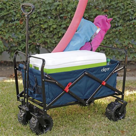Collapsible Foldable Outdoor Wagon Cart With All Terrain Wheels Blue