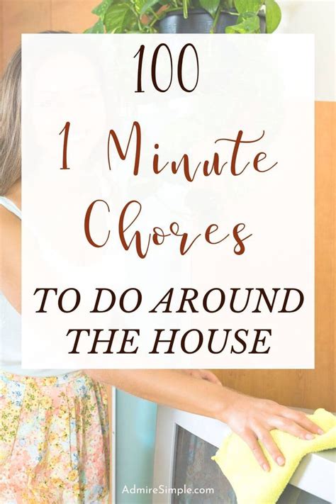 One Minute Chores Easy Cleaning Hacks Chores Household Chores List