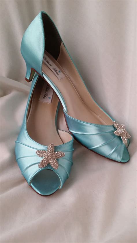 Tiffany Blue Wedding Shoes With A Large Sparkling Crystal Starfish