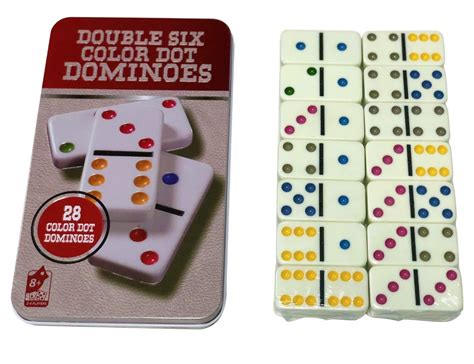 Buy Funblast Double 6 Color Dot Dominoes Game Set White Dominoes 28