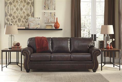 Buy Ashley Bristan Sofa And Loveseat Set 2 Pcs In Walnut Faux Leather