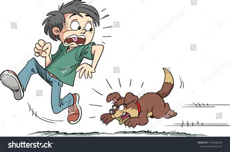Illustration Boy Being Chased By Dog Stock Vector Royalty Free