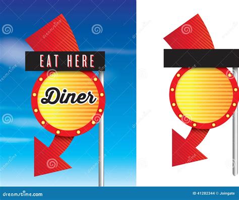 American Style Retro Vintage 1950s Diner Signs Stock Vector