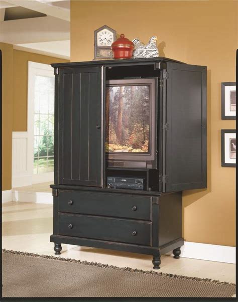 Pottery Old World Black Wood Tv Armoire Wmedia Storage The Classy Home
