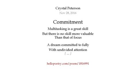 Commitment By Crystal Peterson Hello Poetry