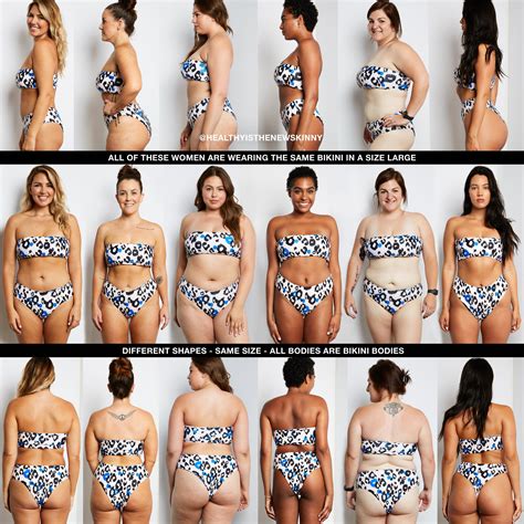 Women Different Shapes Wearing The Same Size Bikini Healthy Is The New Skinny