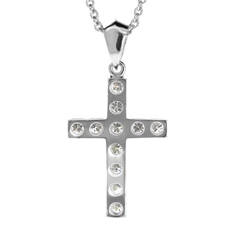 Diamond Cross Necklace Pendant 047 Carats Gold Or Platinum