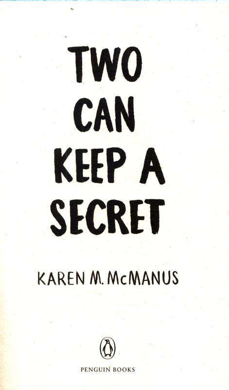 Two Can Keep A Secret Karen M Mcmanus Author 9780141375656
