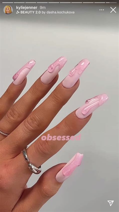 Kylie Jenner Drip Nails In 2021 Pink Acrylic Nails Nails Pretty