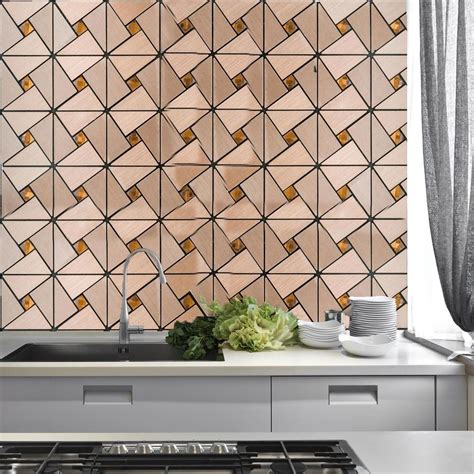 10 Sq Ft Brushed Metal Mosaic Tiles 3d Peel And Stick Wall