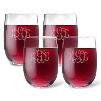 Monogrammed Tritan Acrylic Stemless Wine Glass Set Script Monogram Wine Glass Wine Glass Set