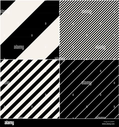Four Diagonal Patterns Collection Diagonal Lines Seamless Black And