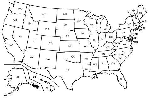 Us Map Black And White Outline Us States Map Printable Free Black White