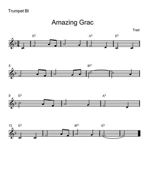 Amazing Grace Trumpet Sheet Music Printable Sheet Music Trumpet