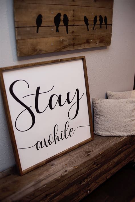 Stay Awhile Wood Sign 24x24 Stay Awhile Bedroom Sign Guest Room