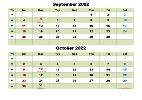 Printable Calendar September October 2022 Printable World Holiday