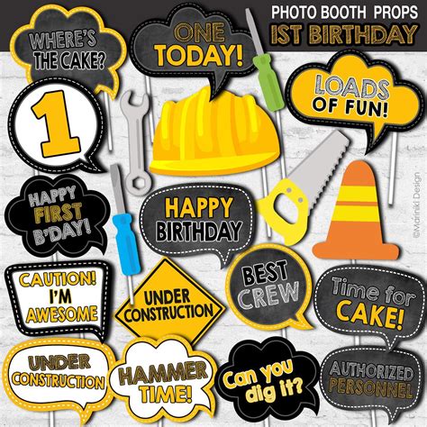 Construction Photo Booth Props Construction Signs Construction