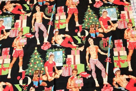 Fabric Sexy Pin Ups Sexy Hunks Men All I Want For Christmas