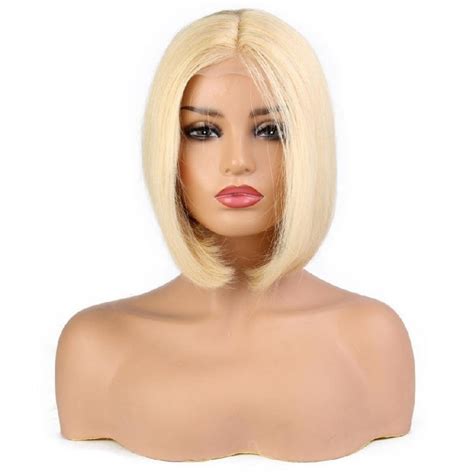 360° Lace Wig Short Length 8 Bob Cut Color 613 Platinum Blonde