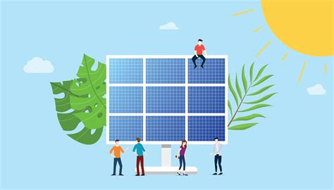 Solar Panel Energy Electric With Team People 3177426 Vector Art At Vecteezy