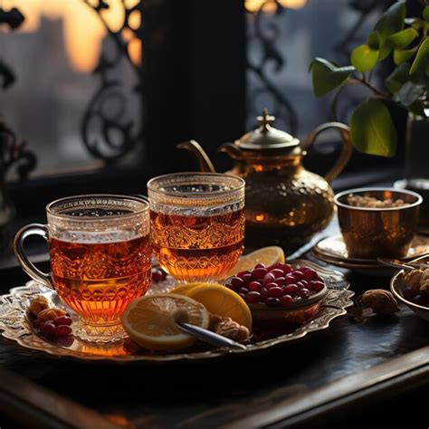 Premium Ai Image Turkish Tea In Traditional Turkish Tulip Cups