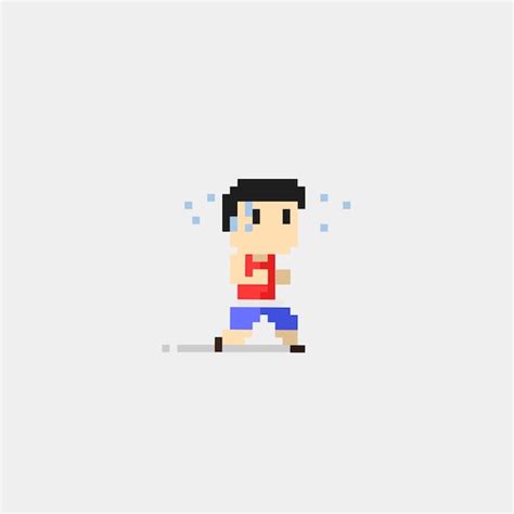 Pixel Running Guy Vector Premium