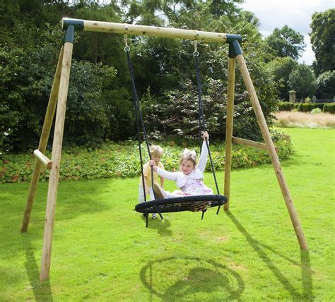Plum gibbon wooden swing garden set. Rebo Mercury Wooden Garden Swing Set - Spider Net/Nest ...