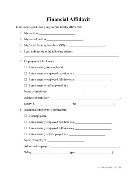 16 Printable Financial Affidavit Sample Forms And Templates Fillable