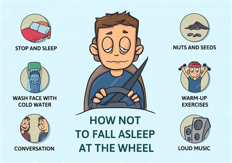 Premium Vector Set Of Tips To Stay Awake While Driving Sleep