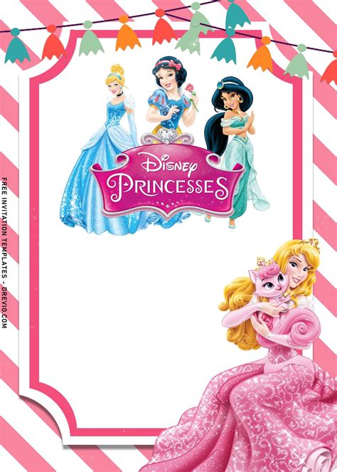 Download Now 9 Adorable Princess And Her Castle Birthday Invitation