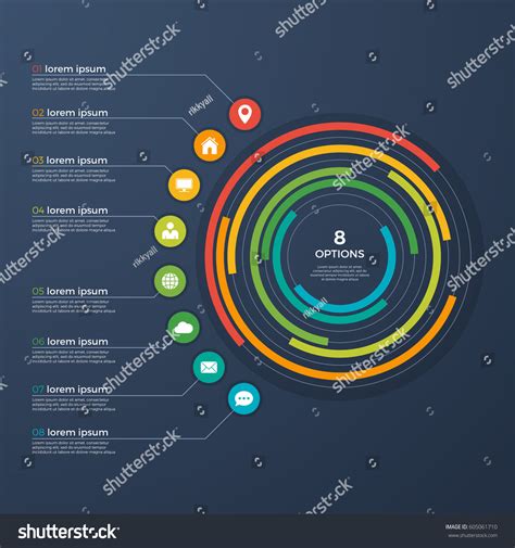 Presentation Infographic Circle Chart 8 Options Royalty Free Stock