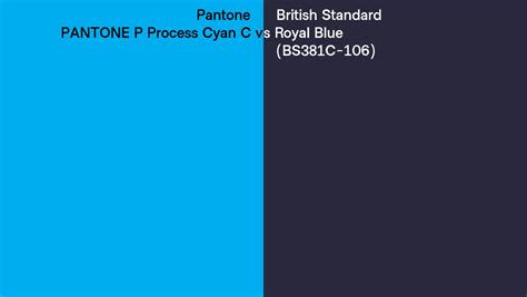 Pantone P Process Cyan C Vs British Standard Royal Blue Bs381c 106