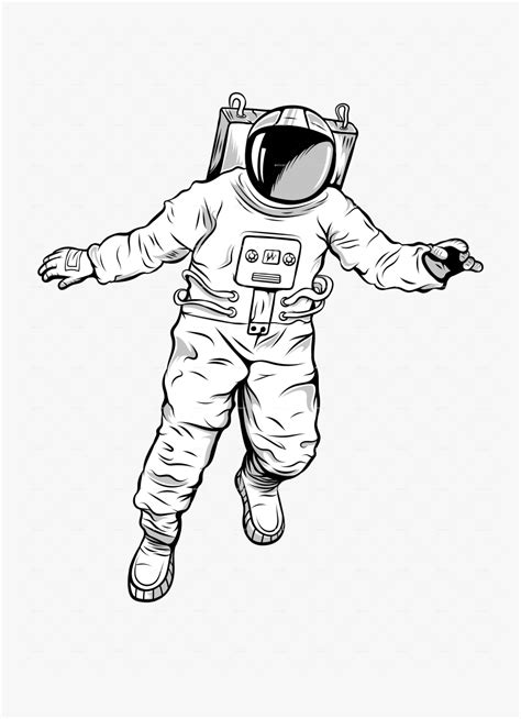 Floating Illustration Astronaut Hd Png Download Kindpng