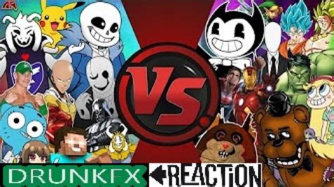 undertale vs bendy vs fnaf vs anime vs cartoons and more cartoon fight club ep 184 reaction