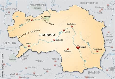 karte der Steiermark Stock-Vektorgrafik | Adobe Stock