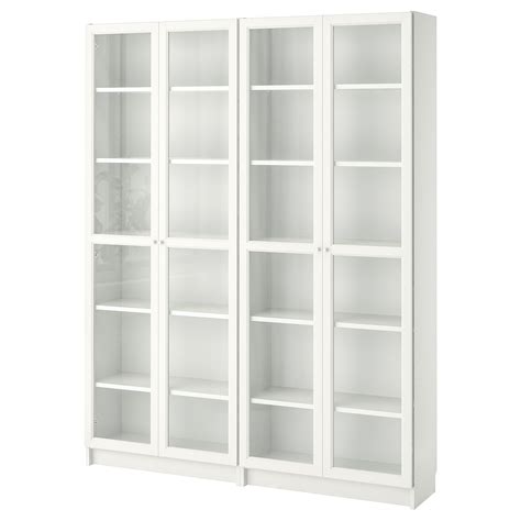 Billy Oxberg White Glass Bookcase 160x202x28 Cm Ikea