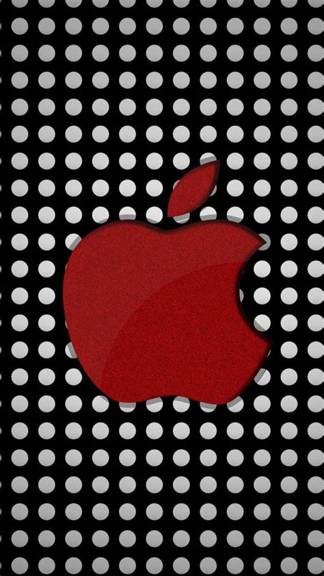 Red Apple Logo On Polka Dots Iphone Se Wallpaper Download Iphone