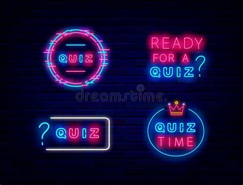 Quiz Neon Signboard Set Speech Bubble And Frame Collection Play Game