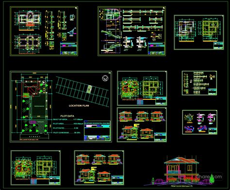 Residential Building Plan Elevation And Sections Details Autocad File Dwg