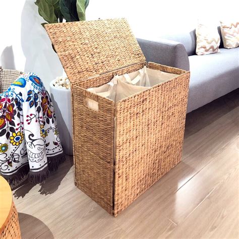Bayou Breeze Wicker Double Sided Laundry Clothes Hamper Basket Seagrass