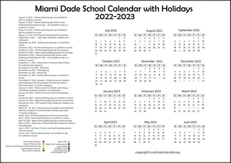 Miami Dade School Calendar With Holidays 2022 2023