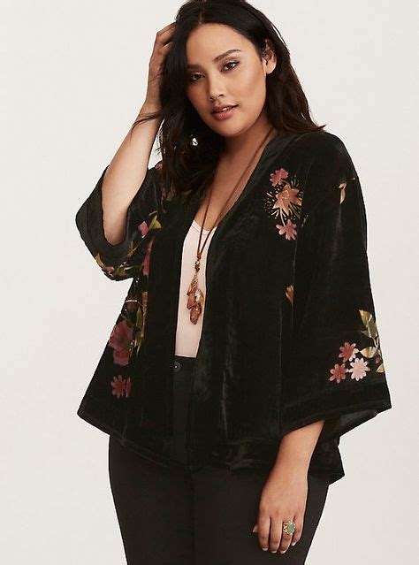 Burnout Velvet Cropped Kimono With Images Plus Size Fashion Plus