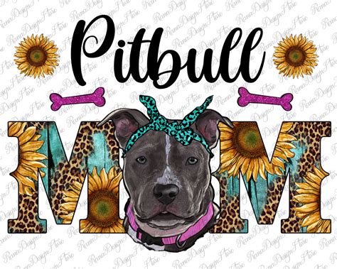 Western Pitbull Mom Png Sublimation Design Cute Pitbull Mom Etsy