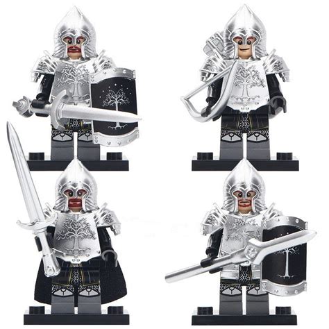 4pcs Gondorians Knight With Silver Armor Minitoys Lord Of The Rings